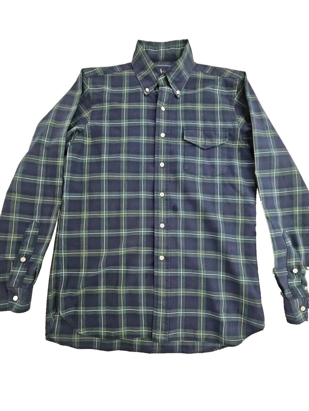 POLO RALPH LAUREN Mens Long Sleeve Twill Button Down Shirt Plaid Medium